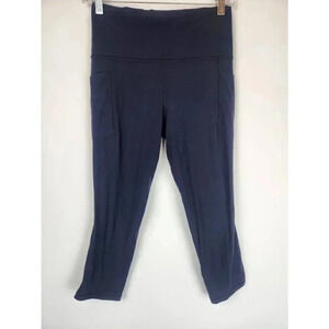 Athleta Salutation Stash Pocket Tight 19 Inch Inseam Navy Blue Size Small
